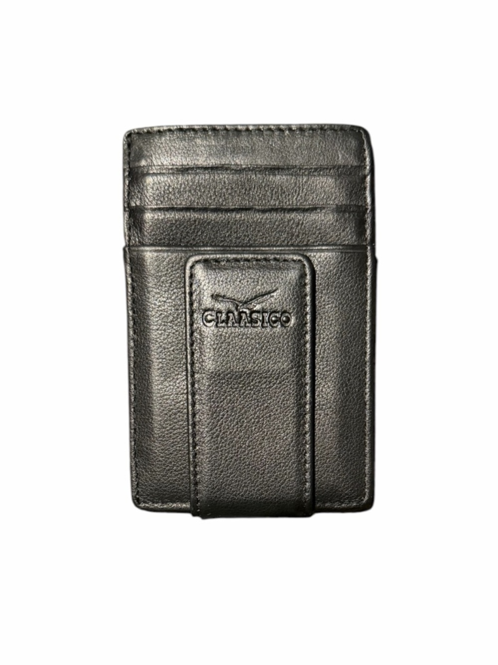 Classico Black Leather Wallet with Money Clip